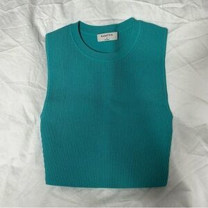 Babaton Turquoise Ribbed Tank Top